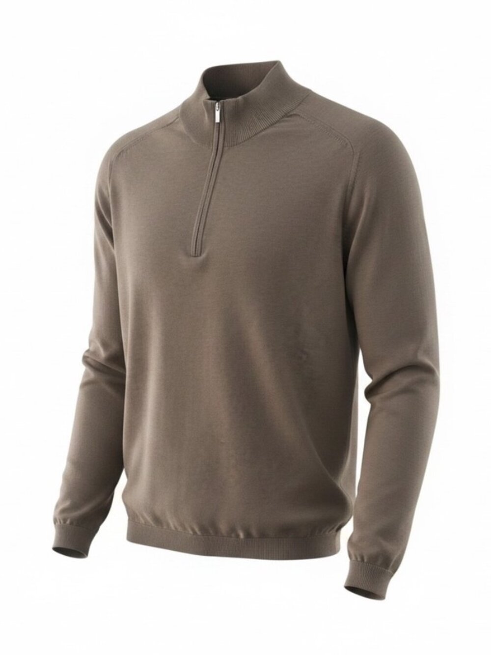 Saks Fifth Avenue Men’s Cotton Silk Quarter Zip Sweater Tan L NWT Made Italy